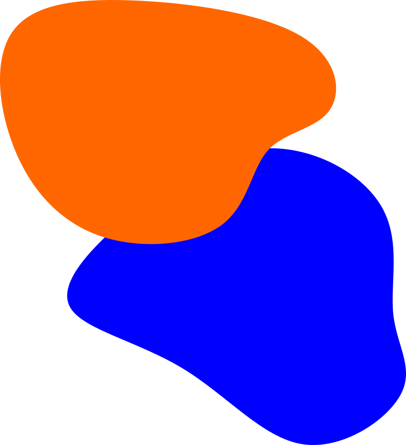 Logo du collectif: deux flaques, une orange et une bleue